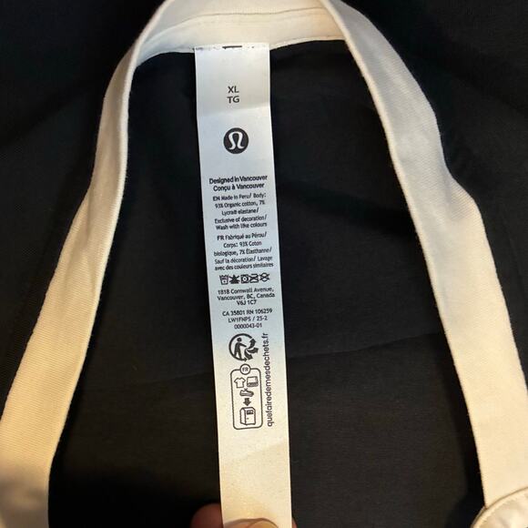 Lululemon Organic Cotton High-Neck Ringer Tank Top Black/Light Ivory Size XL - Picture 4 of 6